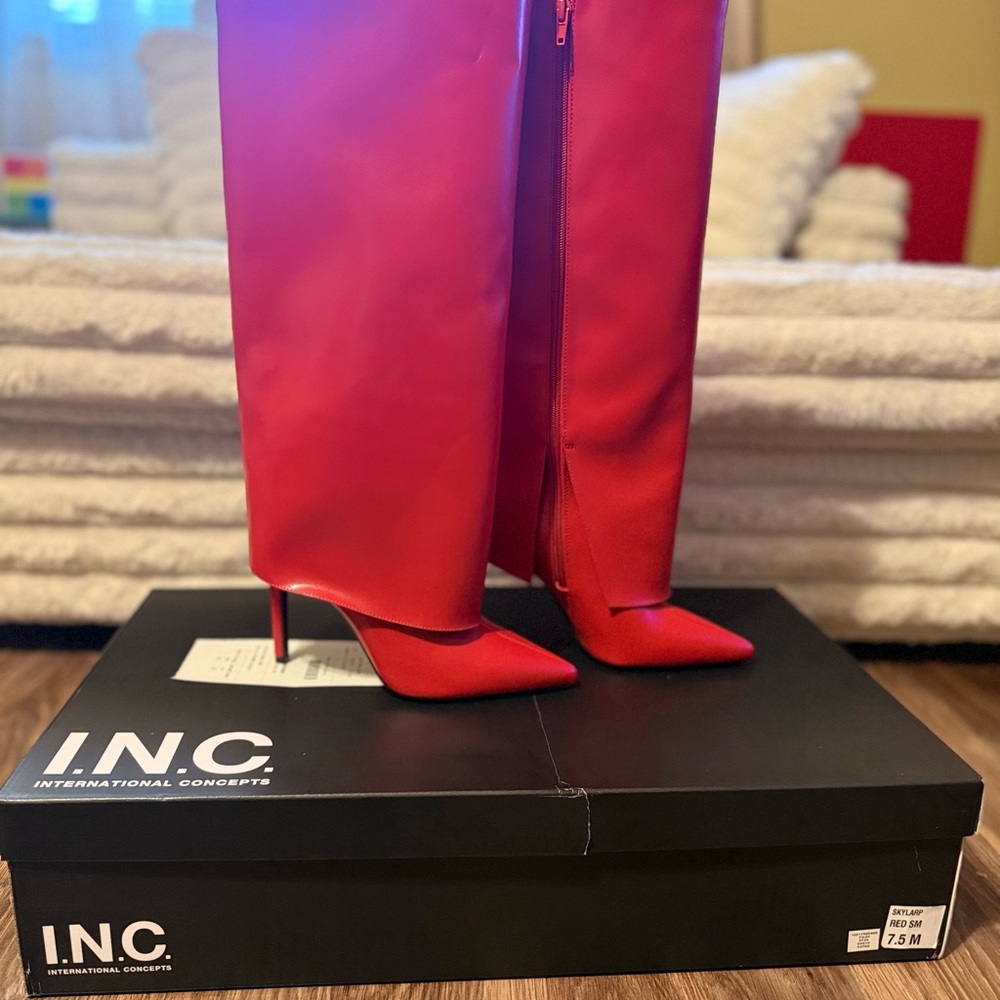 INC International Concepts Women's Bold Red Heeled Boots